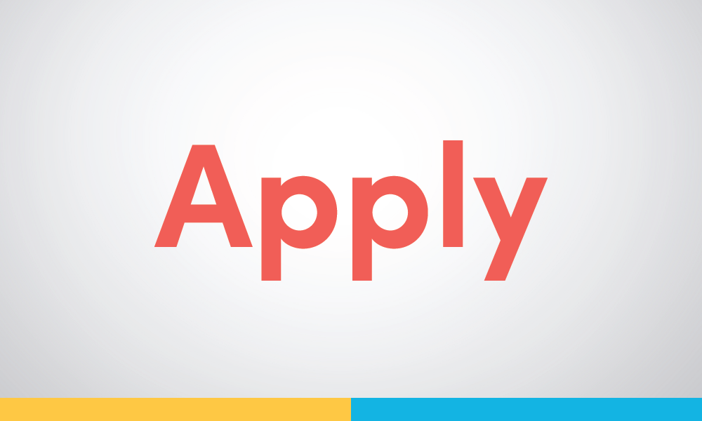Apply in Bright red with blue and yellow bars below