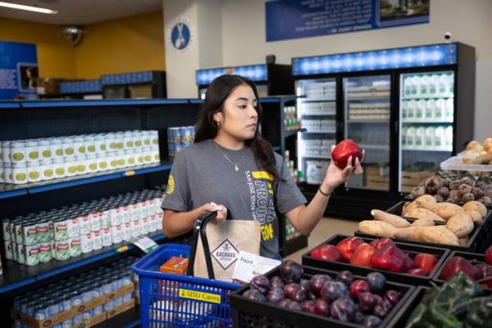 Student shopping at the Spartan Food Pantry